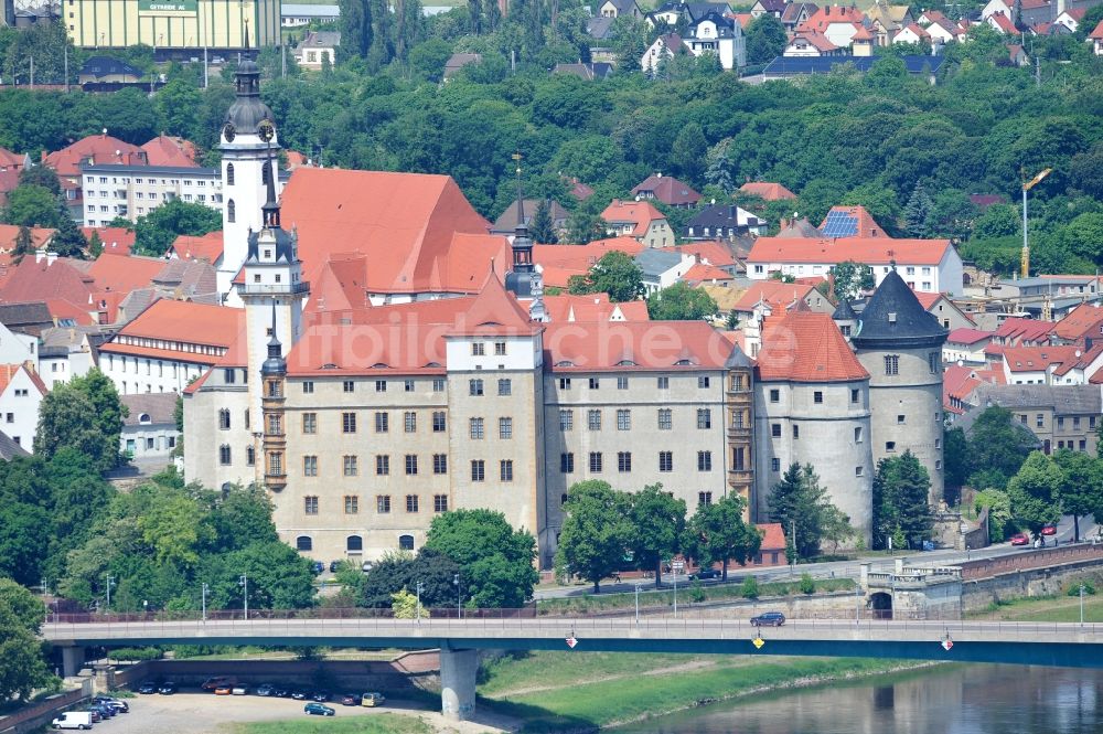 Luftbild Torgau - Schloss Hartenfels in Torgau an der Elbe