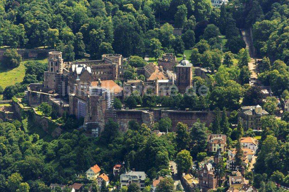 Luftaufnahme Heidelberg - Schloss Heidelberg in Heidelberg im Bundesland Baden-Württemberg