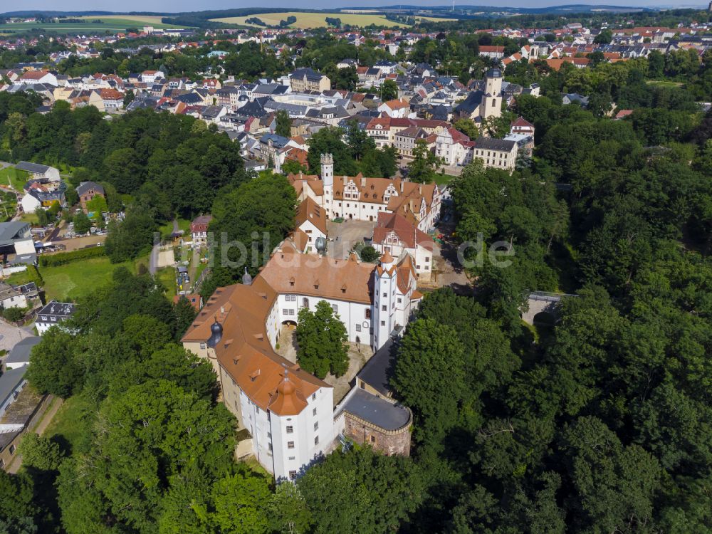 Glauchau von oben - Schloss Hinterglauchau in Glauchau im Bundesland Sachsen, Deutschland