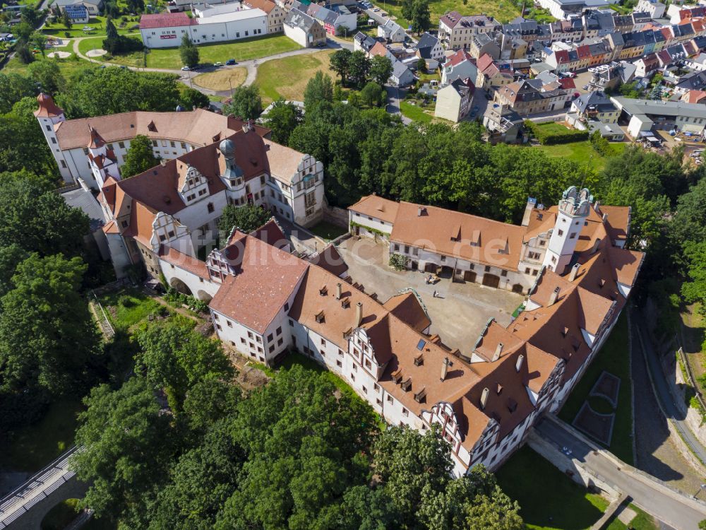 Luftaufnahme Glauchau - Schloss Hinterglauchau in Glauchau im Bundesland Sachsen, Deutschland