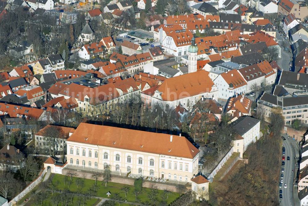 Dachau von oben - Schloss und Hofgarten Dachau