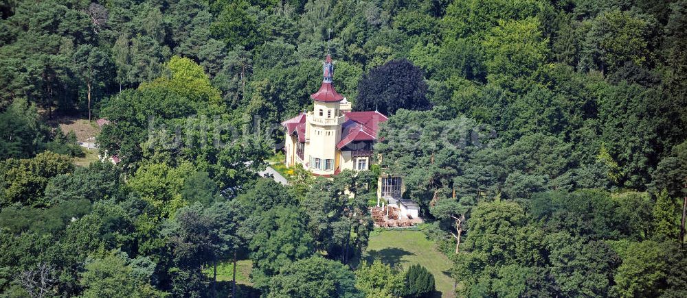 Storkow von oben - Schloss Hubertushöhe bei Storkow