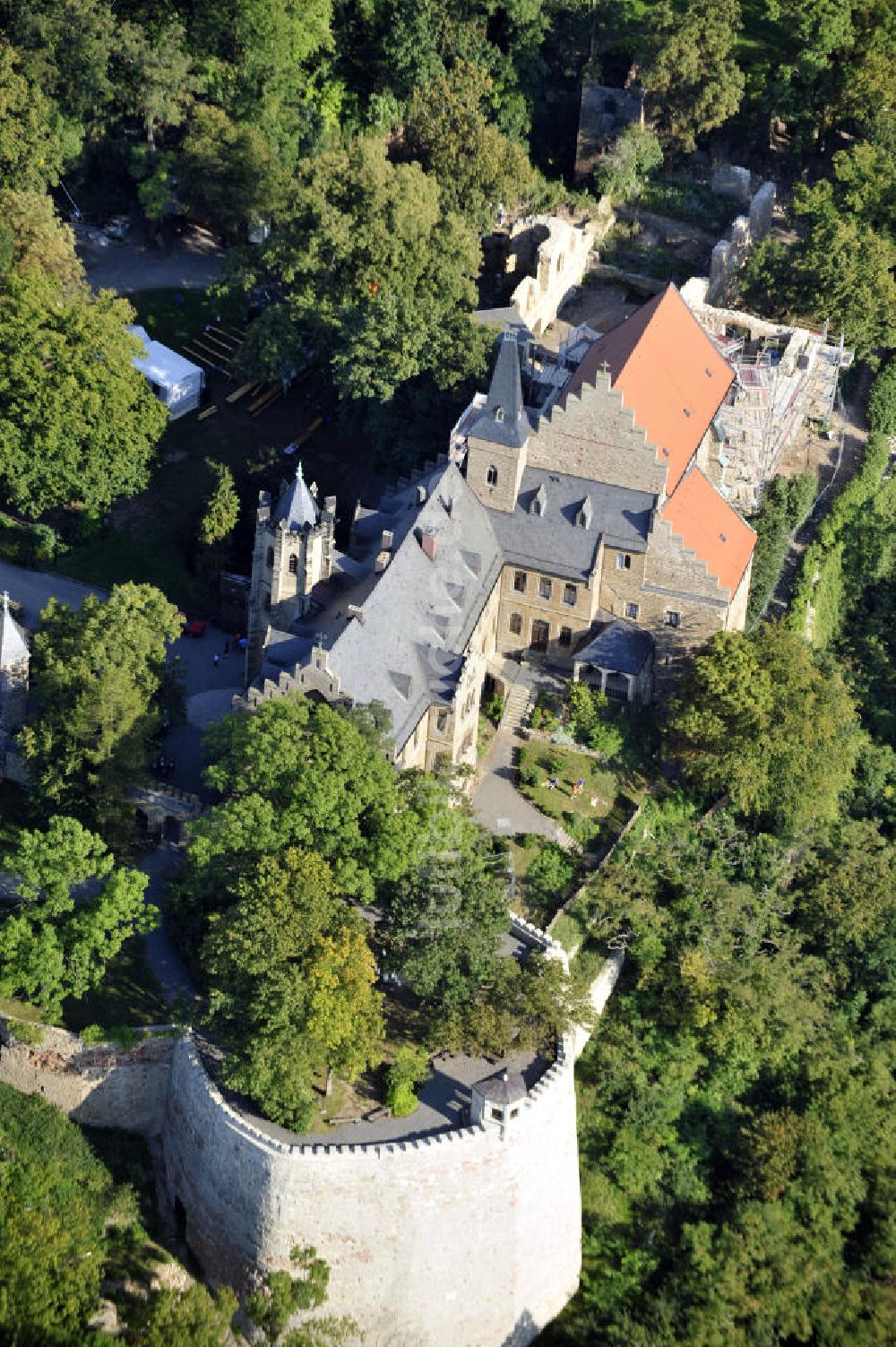 Mansfeld von oben - Schloss Mansfeld in Mansfeld, Sachsen-Anhalt