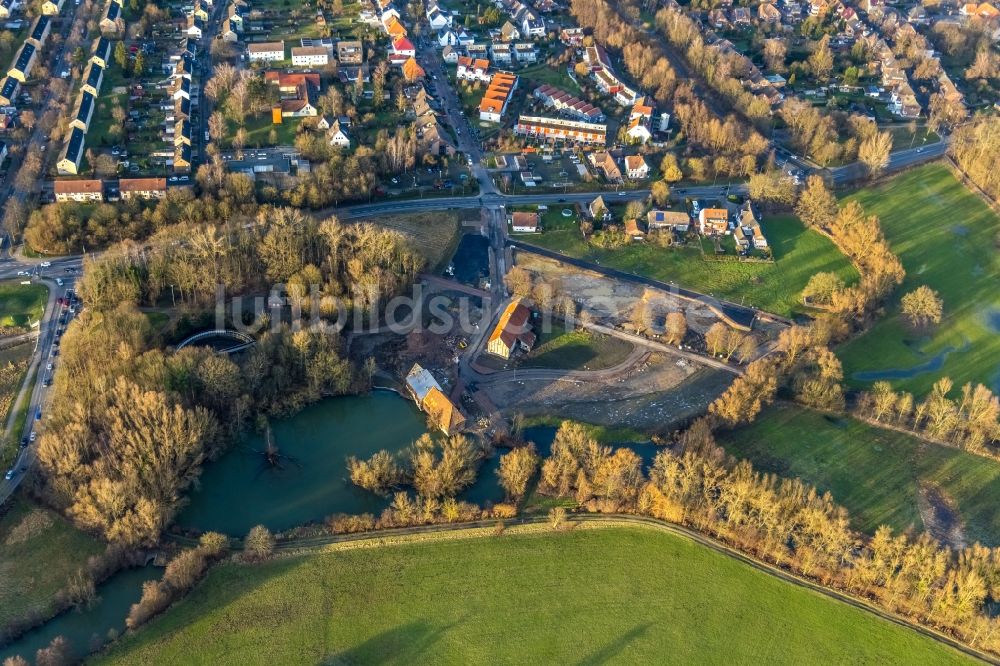 Hamm von oben - Schloss- Mühle am Mühlenteich in Hamm im Bundesland Nordrhein-Westfalen