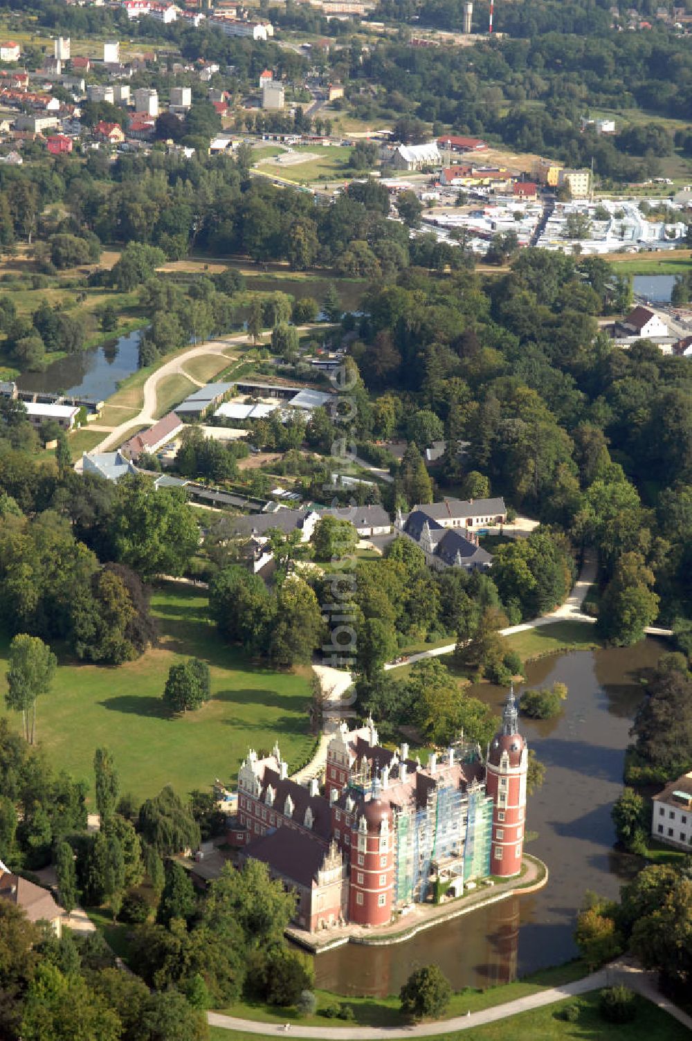 Bad Muskau aus der Vogelperspektive: Schloss Muskau