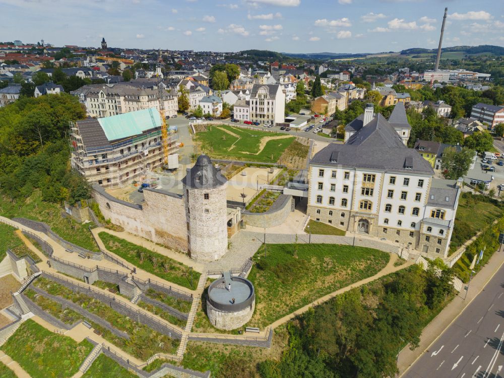 Plauen von oben - Schloss in Plauen im Bundesland Sachsen, Deutschland