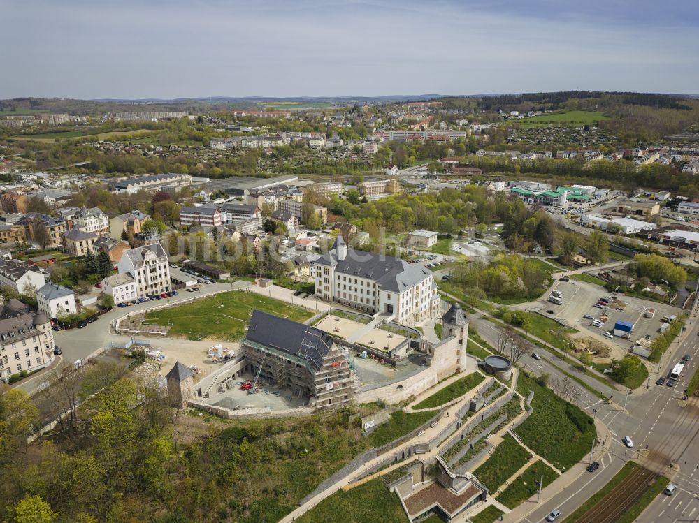 Plauen von oben - Schloss in Plauen im Bundesland Sachsen, Deutschland