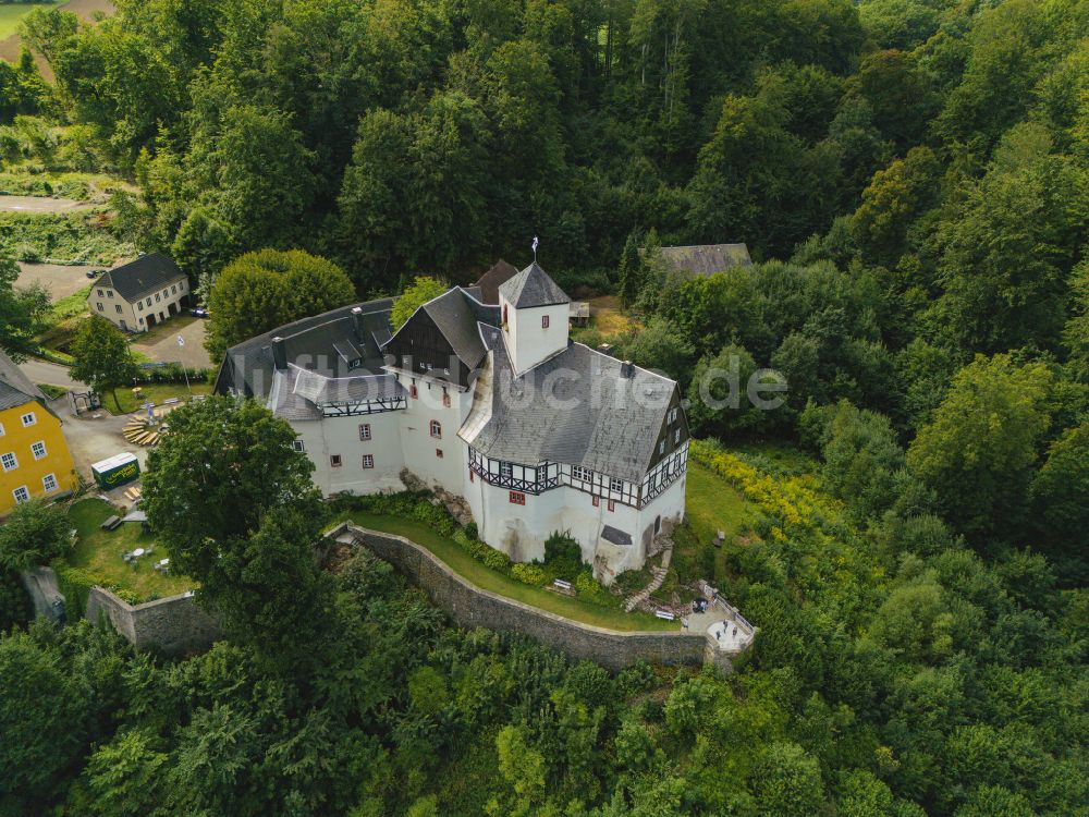 Luftaufnahme Pockau-Lengefeld - Schloss Rauenstein in Pockau-Lengefeld im Bundesland Sachsen, Deutschland