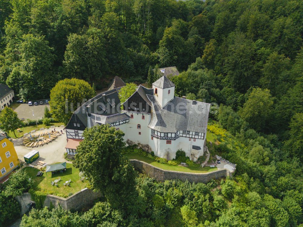 Pockau-Lengefeld von oben - Schloss Rauenstein in Pockau-Lengefeld im Bundesland Sachsen, Deutschland