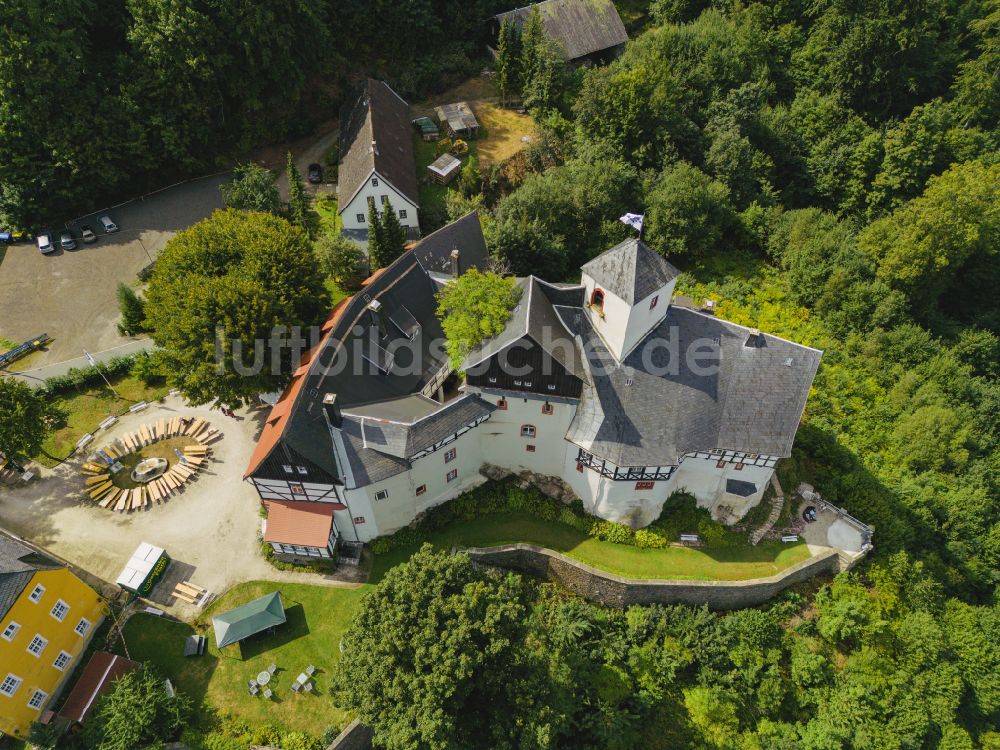 Pockau-Lengefeld aus der Vogelperspektive: Schloss Rauenstein in Pockau-Lengefeld im Bundesland Sachsen, Deutschland