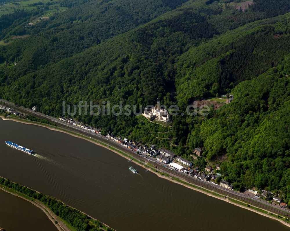 Koblenz aus der Vogelperspektive: Schloss Stolzenfels in Koblenz im Bundesland Rheinland-Pfalz