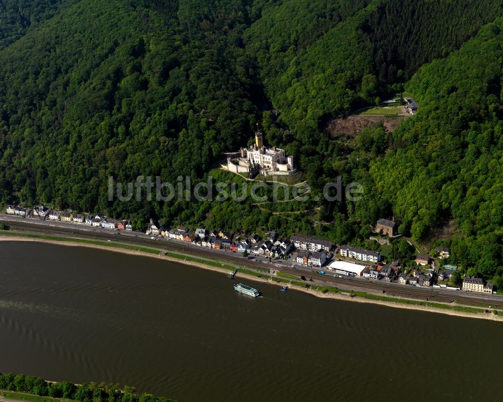 Luftaufnahme Koblenz - Schloss Stolzenfels in Koblenz im Bundesland Rheinland-Pfalz