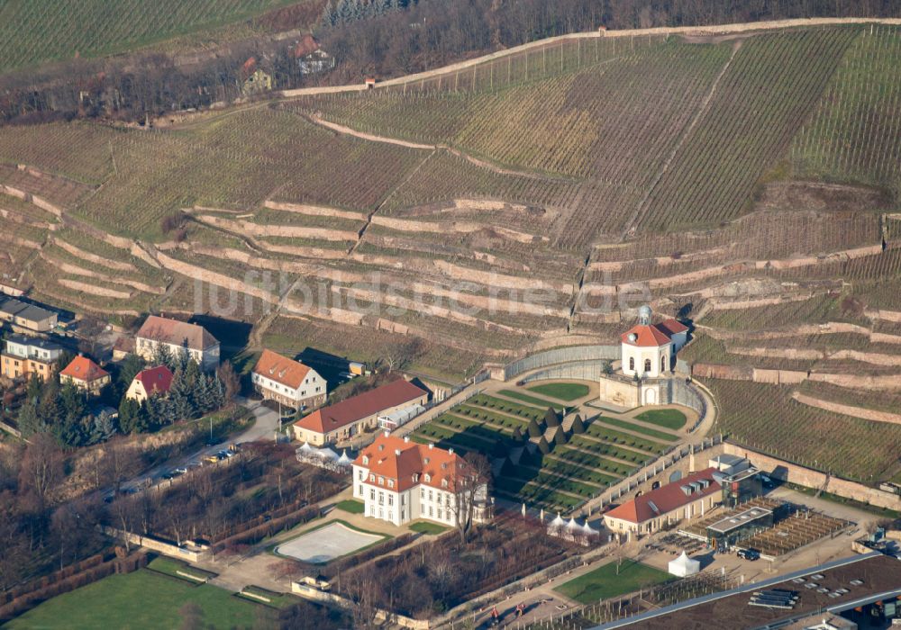 Luftaufnahme Radebeul - Schloß Wackerbarth in Radebeul im Bundesland Sachsen, Deutschland