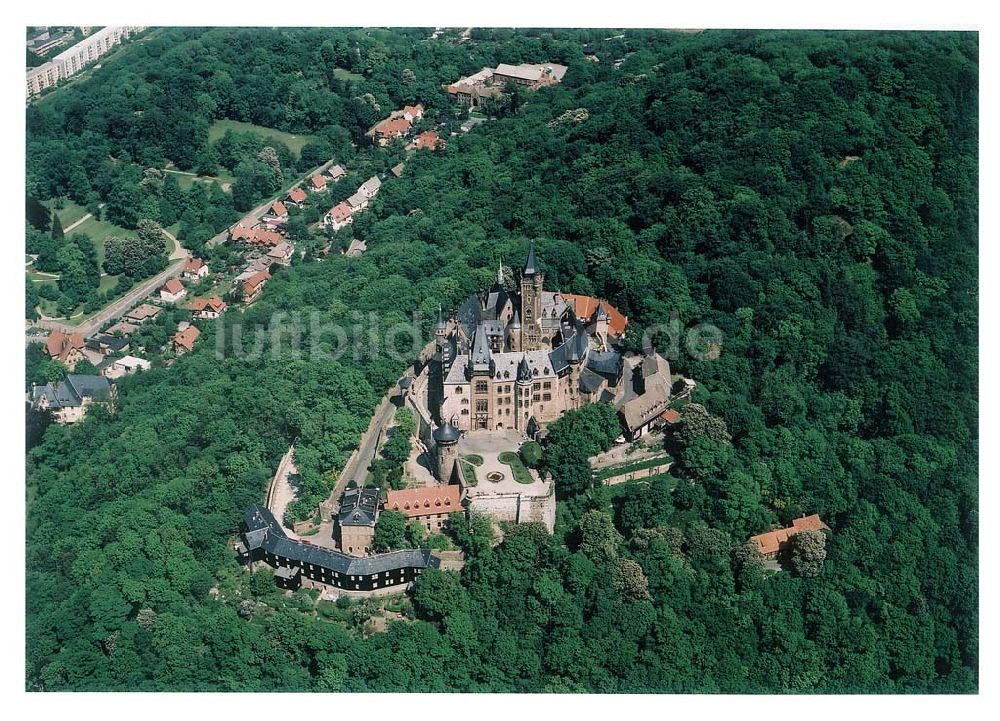 Luftaufnahme Wernigerode - Schloß Wernigerode im Harz.