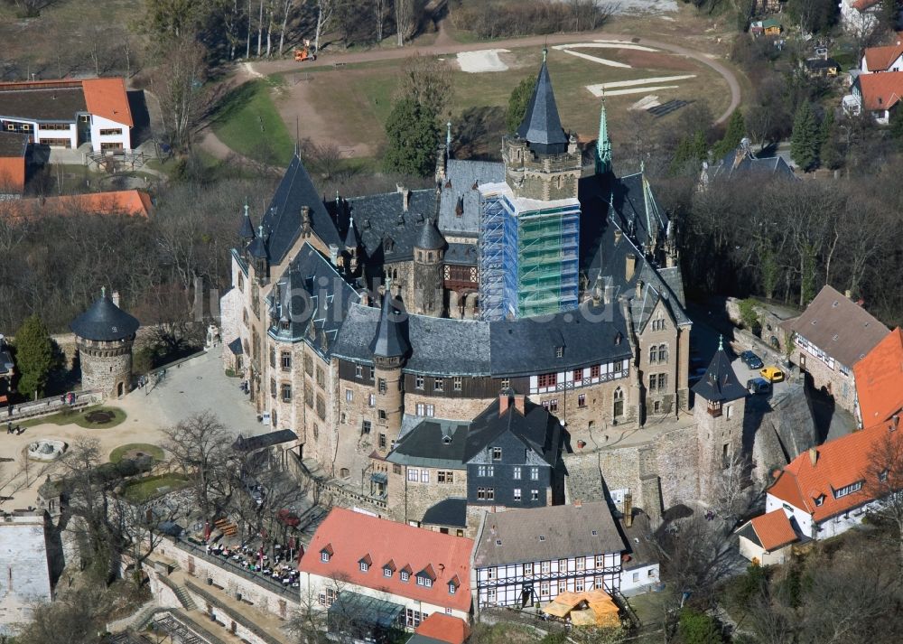 Wernigerode von oben - Schloss Wernigerode im Bundesland Sachsen-Anhalt