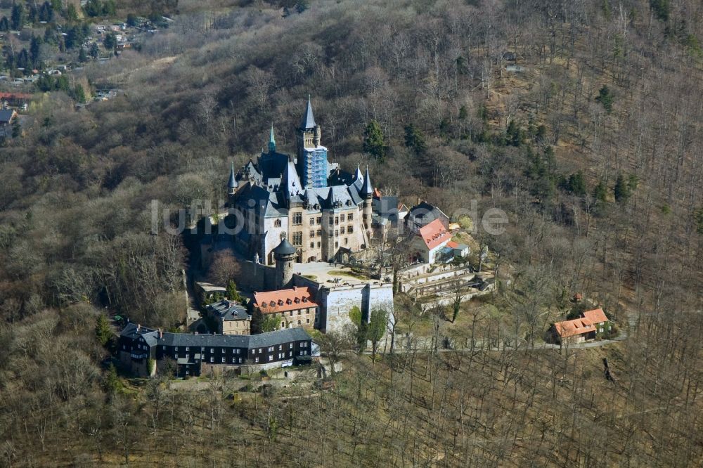 Wernigerode aus der Vogelperspektive: Schloss Wernigerode im Bundesland Sachsen-Anhalt