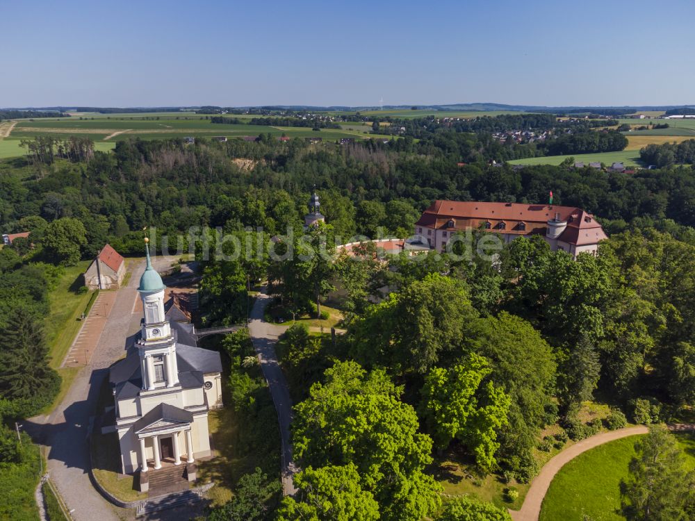 Limbach-Oberfrohna von oben - Schloss Wolkenburg in Limbach-Oberfrohna im Bundesland Sachsen, Deutschland