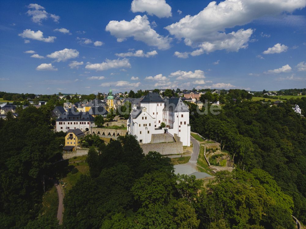 Wolkenstein von oben - Schloss Wolkenstein in Wolkenstein im Bundesland Sachsen, Deutschland