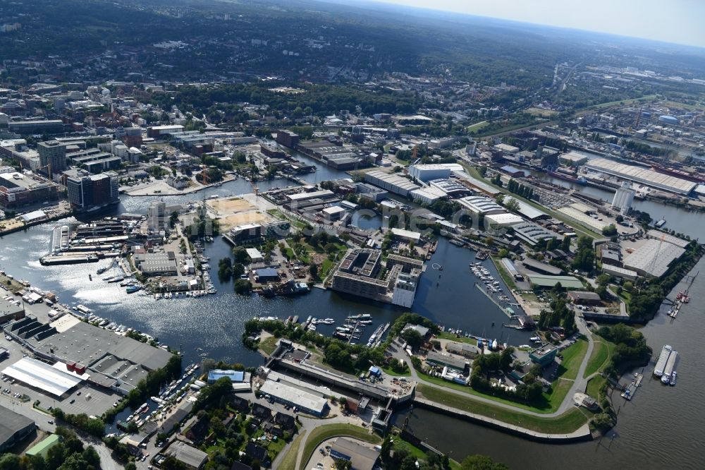 Hamburg von oben - Schlossinsel Harburg im Harburger Binnenhafen Hamburg