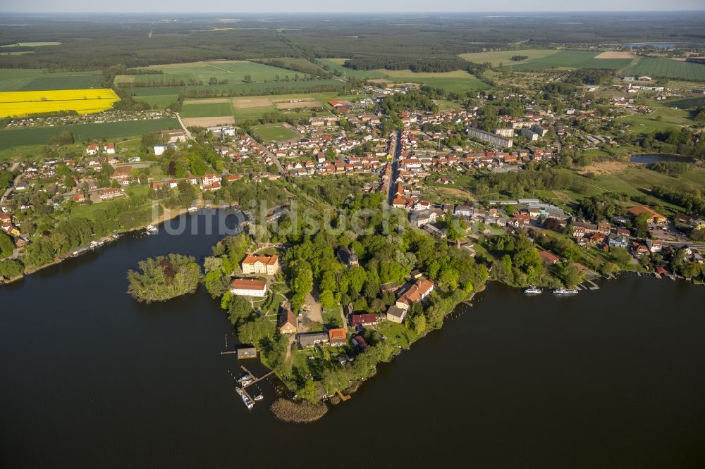 Mirow aus der Vogelperspektive: Schlossinsel in Mirow im Bundesland Mecklenburg-Vorpommern