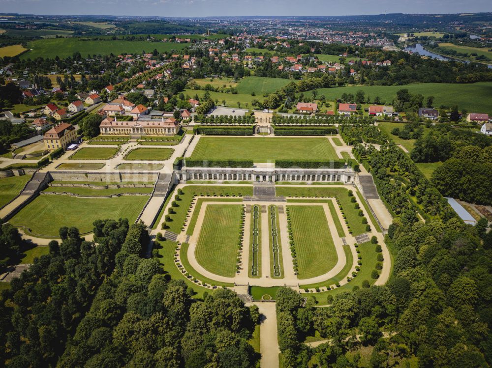 Luftaufnahme Heidenau - Schloßpark Barockgarten Großsedlitz in Heidenau im Bundesland Sachsen, Deutschland