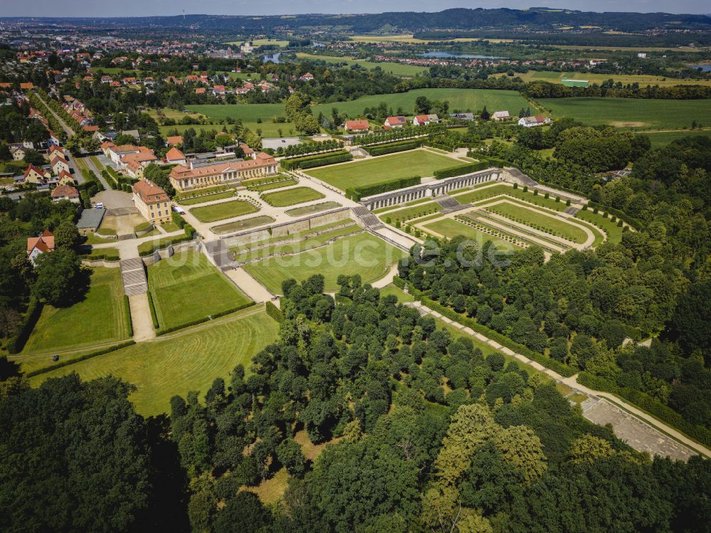 Luftaufnahme Heidenau - Schloßpark Barockgarten Großsedlitz in Heidenau im Bundesland Sachsen, Deutschland