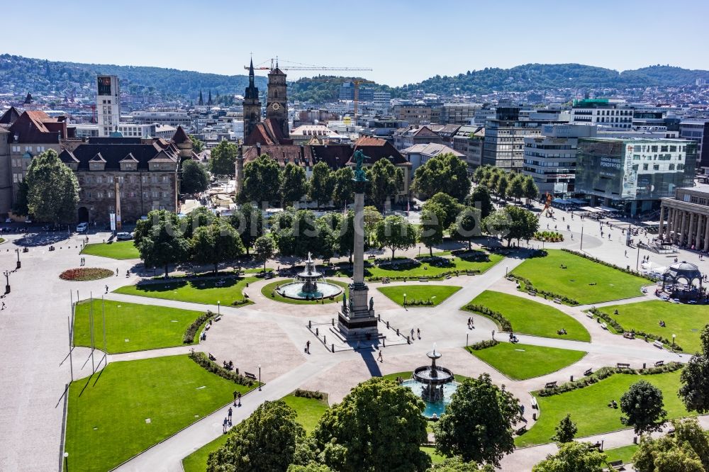 Luftbild Stuttgart - Schlossplatz im Innenstadt- Zentrum in Stuttgart im Bundesland Baden-Württemberg