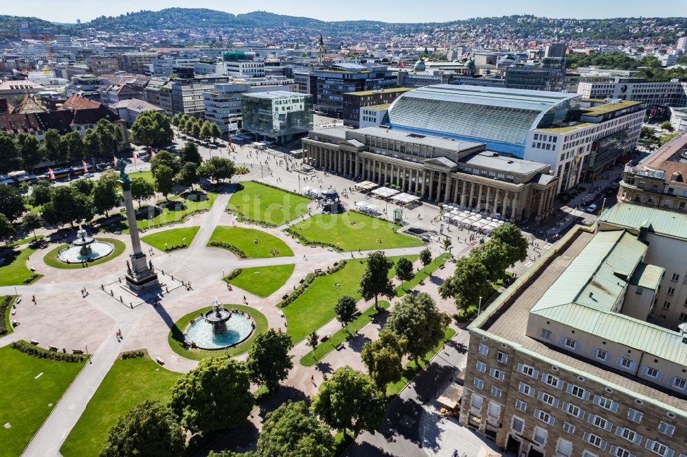 Stuttgart von oben - Schlossplatz im Innenstadt- Zentrum in Stuttgart im Bundesland Baden-Württemberg