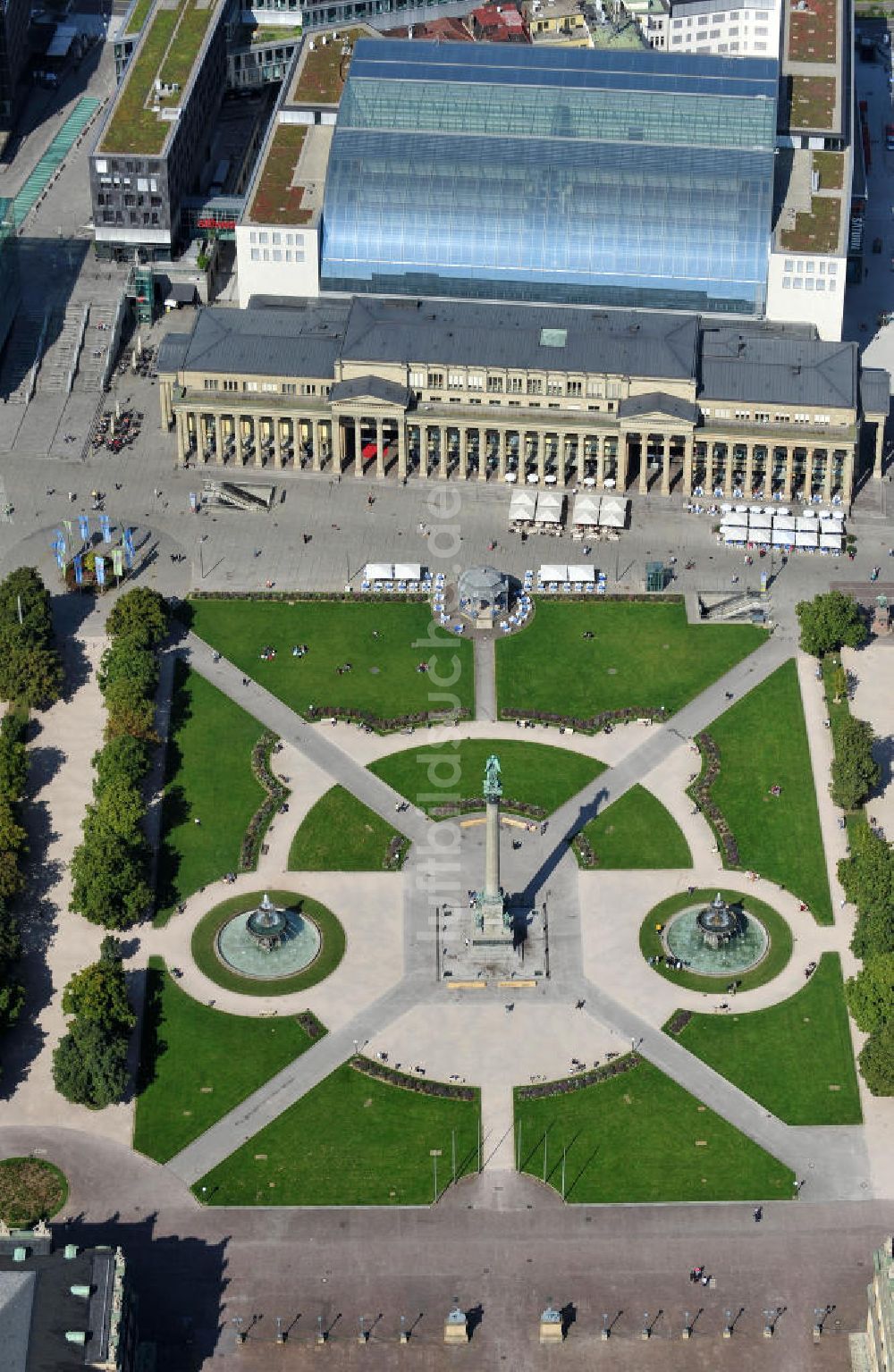 Luftbild Stuttgart - Schlossplatz, Königsbau, Königsbau-Passagen Stuttgart