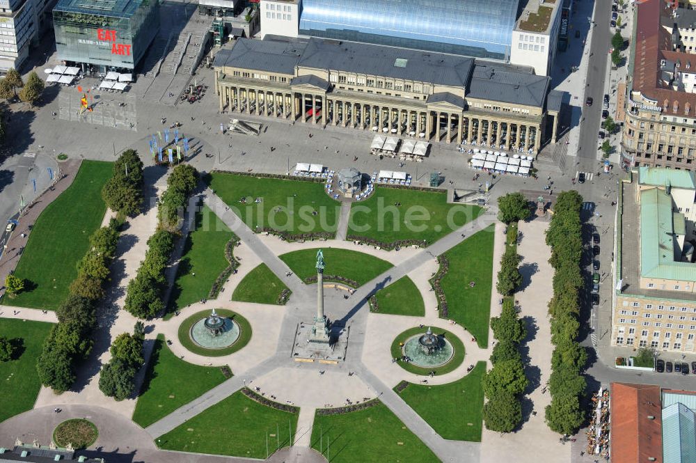 Stuttgart von oben - Schlossplatz, Königsbau, Königsbau-Passagen Stuttgart