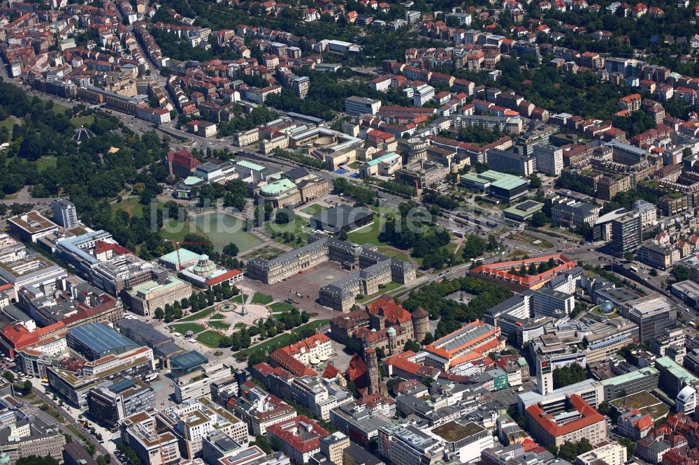 Stuttgart von oben - Schlossplatz in Stuttgart im Bundesland Baden-Württemberg