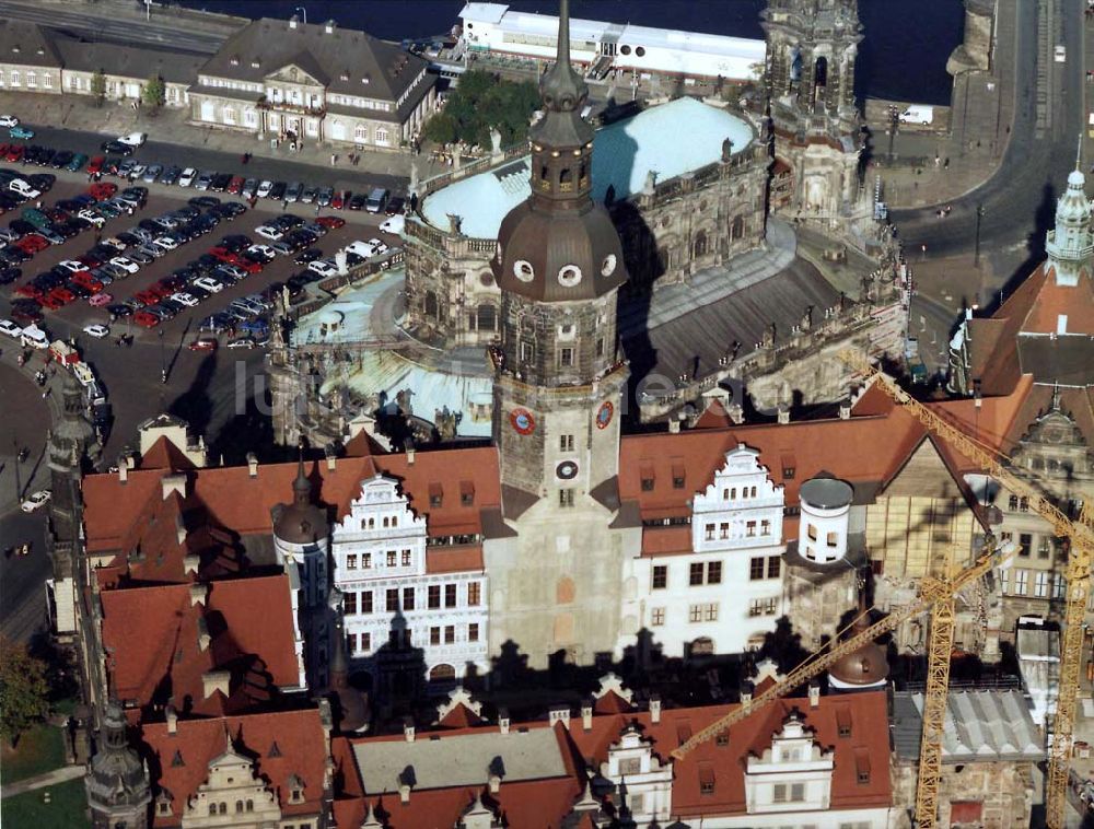 Luftaufnahme Dresden - Schloßrekonstruktion in der Dresdner Altstadt