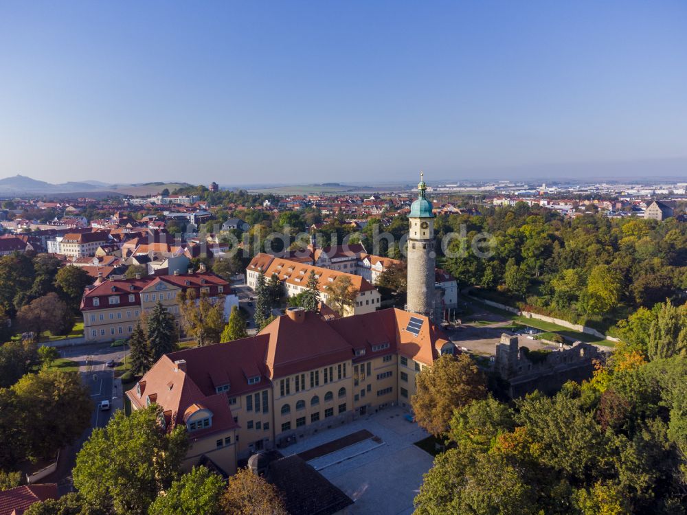 Arnstadt von oben - Schlossruine Neideck in Arnstadt im Bundesland Thüringen, Deutschland