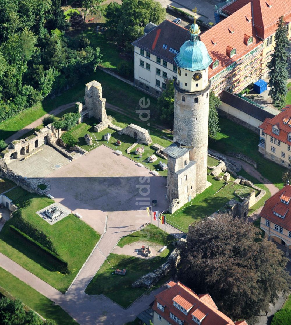 Luftbild Arnstadt - Schlossruine und Turm Neideck in Arnstadt, Thüringen