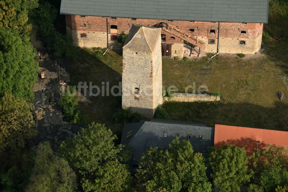 Beyernaumburg aus der Vogelperspektive: Schloßturm am Schloß auf dem Schloßberg in Beyernaumburg im Bundesland Sachsen-Anhalt