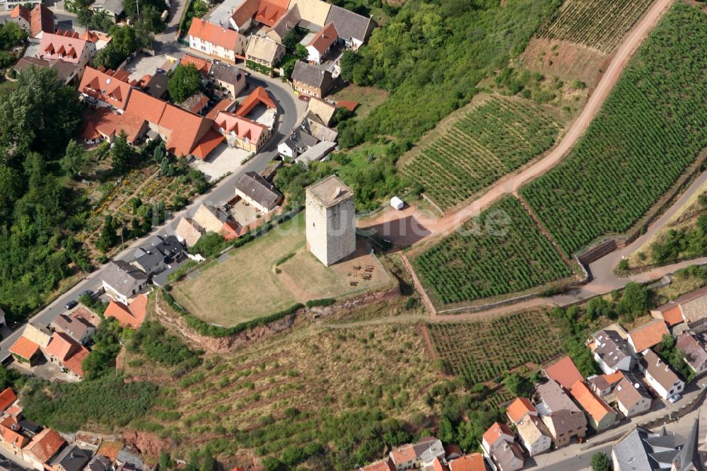 Luftbild Nierstein - Schlossturm Schwabsburg in Nierstein im Bundesland Rheinland-Pfalz