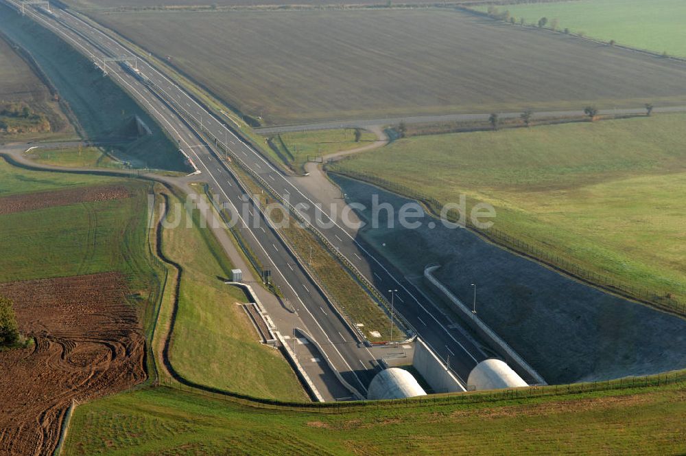 Heldrungen von oben - Schmücketunnel bei Heldrungen in Thüringen