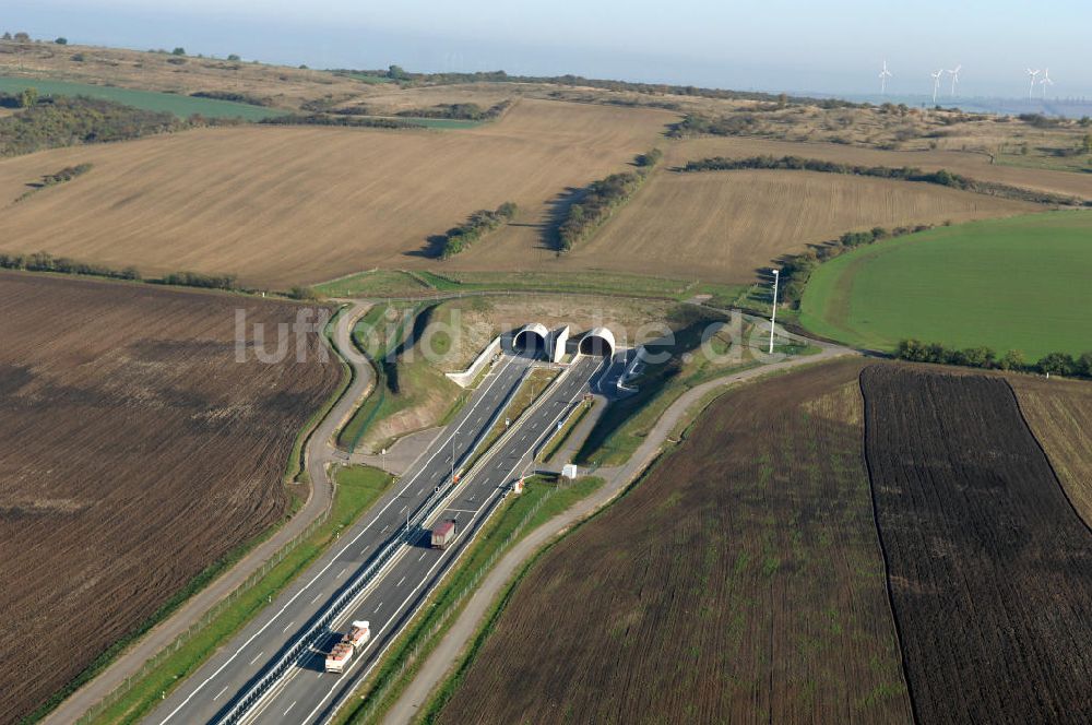 Heldrungen von oben - Schmücketunnel bei Heldrungen in Thüringen