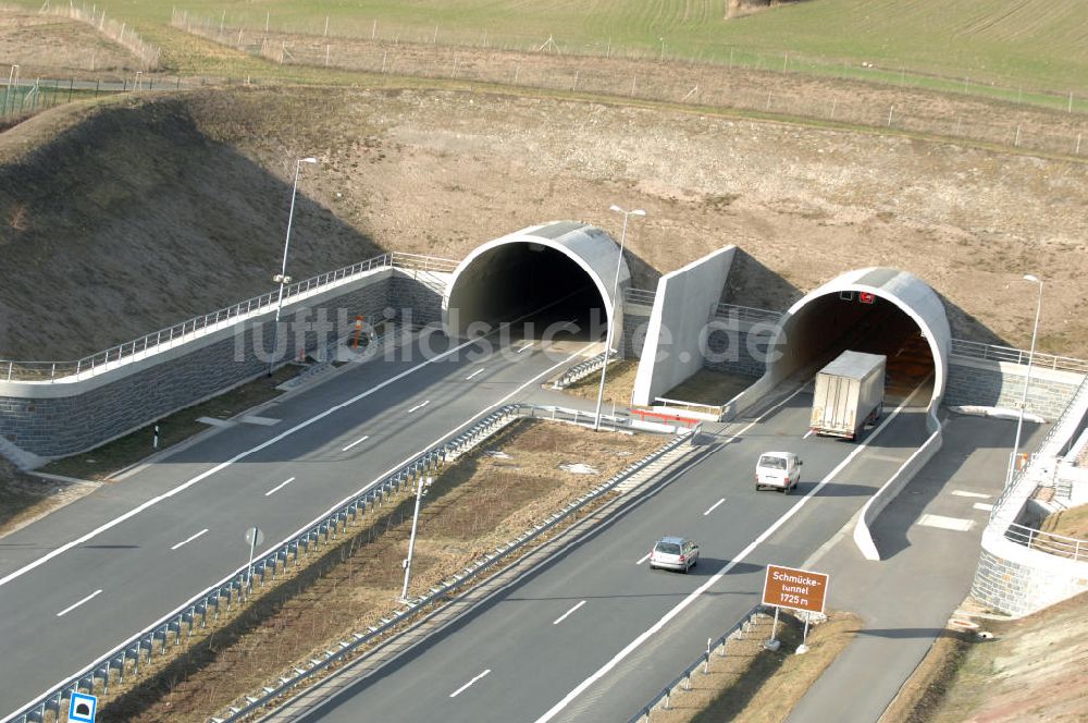 Luftaufnahme Oberheldrungen - Schmücketunnel im Bereich der neuen Trassenführung der Autobahn A71 - Schmücketunnel in the new route of the A71 motorway