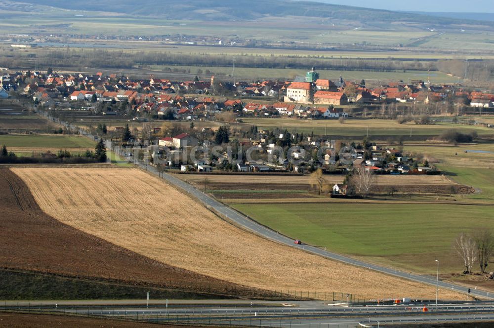 Oberheldrungen aus der Vogelperspektive: Schmücketunnel im Bereich der neuen Trassenführung der Autobahn A71 - Schmücketunnel in the new route of the A71 motorway