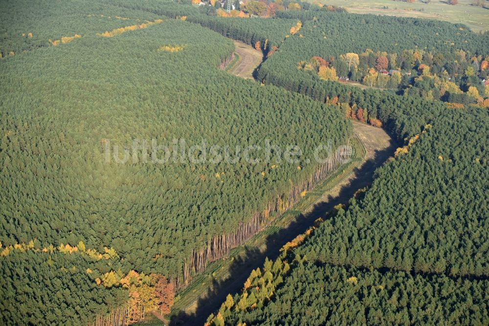 Luftbild Storkowfurt - Schneisen- und Streckenverlauf der unterirdischen Gasleitungstrasse in Storkowfurt im Bundesland Brandenburg