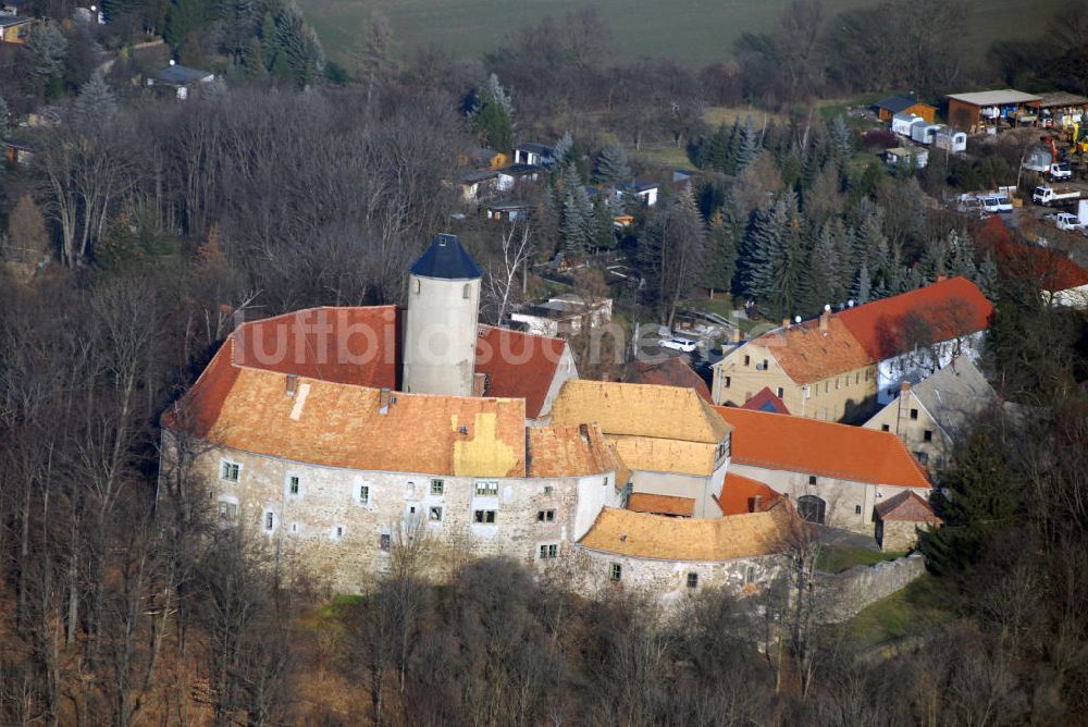 Schönfels von oben - Schönfels Blick auf Burg Schönfels