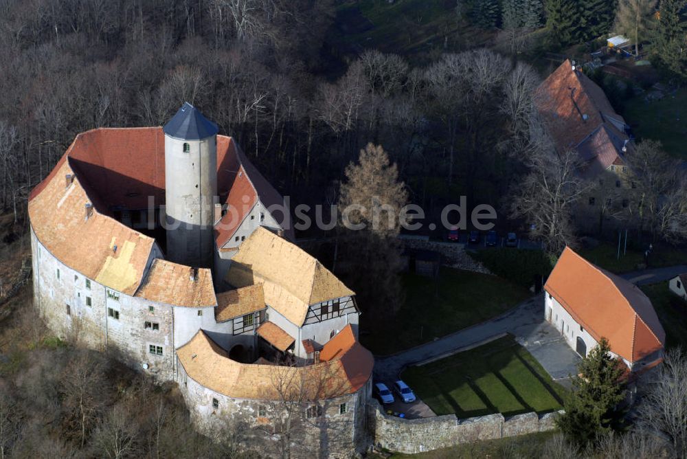 Schönfels von oben - Schönfels Blick auf Burg Schönfels