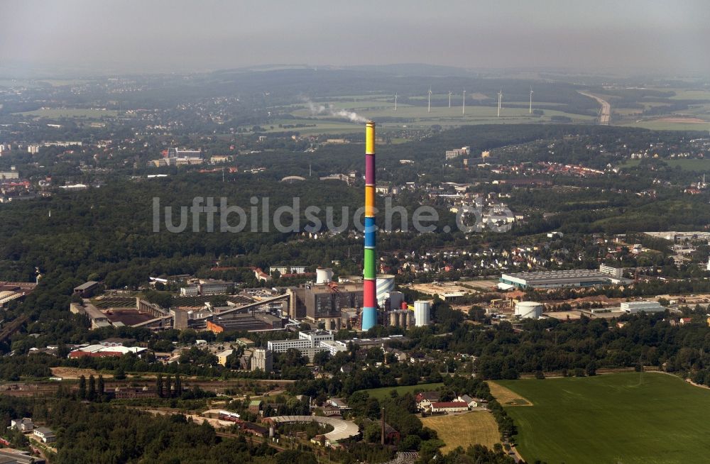 Luftbild Chemnitz - Schornstein am Heizkraftwerk Chemnitz im Bundesland Sachsen