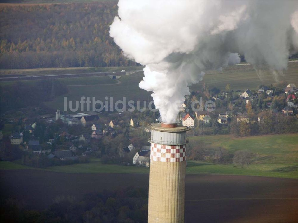 Luftbild Chemnitz - Schornstein am Heizkraftwerk der Stadtwerke Chemnitz AG