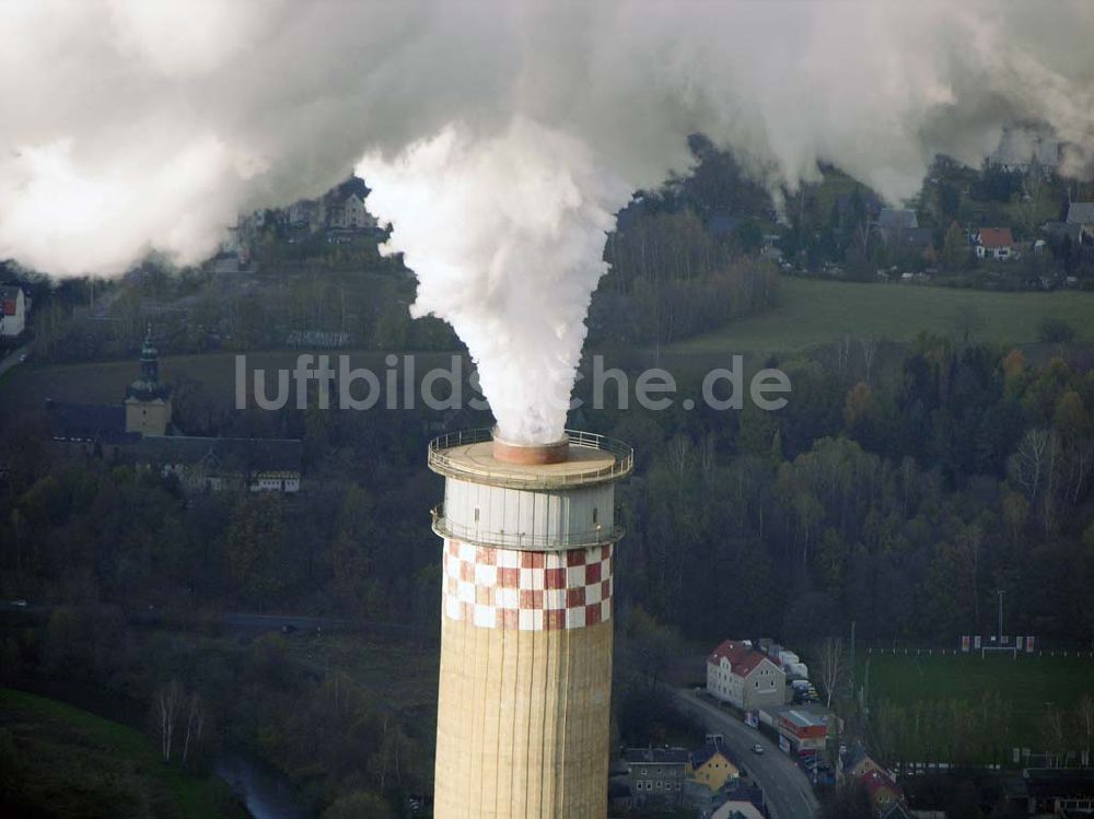 Luftaufnahme Chemnitz - Schornstein am Heizkraftwerk der Stadtwerke Chemnitz AG