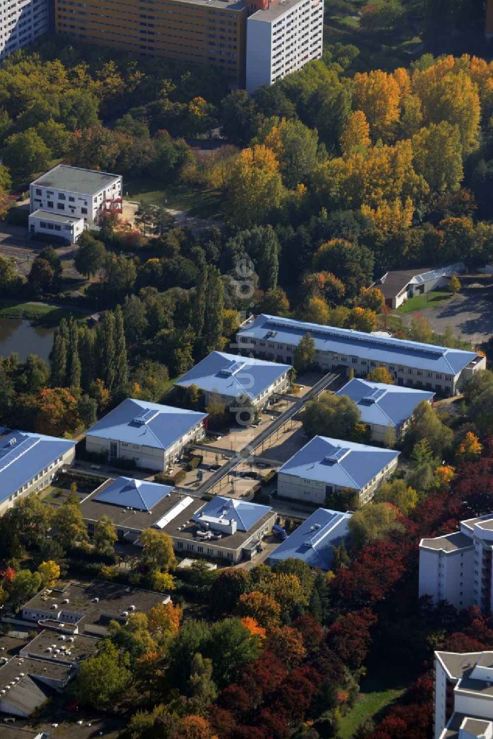 Luftbild Berlin - Schulgebäude der Bettina-von-Armin-Oberschule im Märkischen Viertel am Senftenbergring in Wandlitz im Bundesland Brandenburg