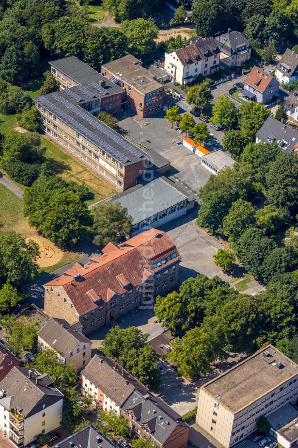 Luftbild Witten - Schulgebäude Bruchschule , Overbergschule und Otto-Schott-Gesamtschule in Witten im Bundesland Nordrhein-Westfalen, Deutschland