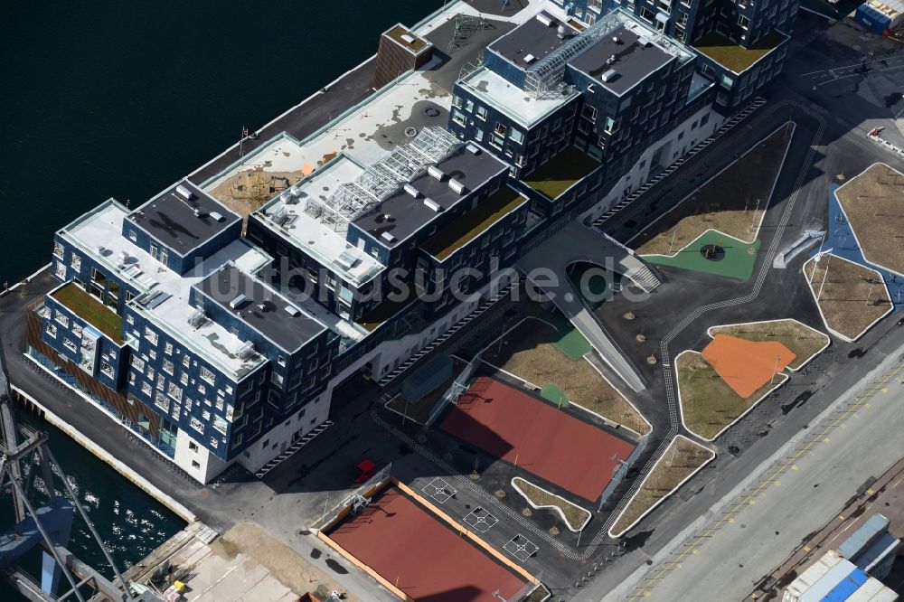 Luftaufnahme Kopenhagen - Schulgebäude der Copenhagen International School Levantkaj am Nordhavn in Kopenhagen in Dänemark