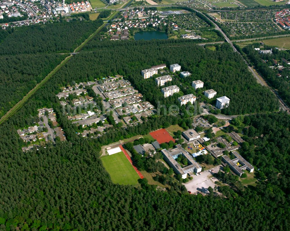 Luftbild Karlsruhe - Schulgebäude Europäische Schule in Karlsruhe im Bundesland Baden-Württemberg, Deutschland